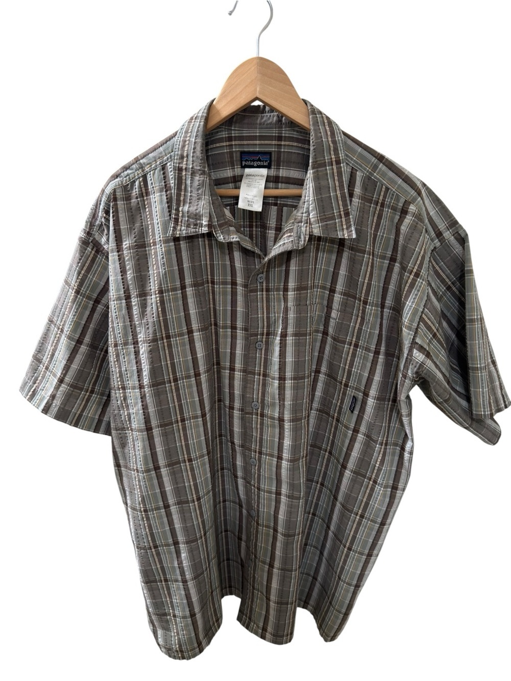 Patagonia Size XXL Puckerware Short  sleeve Botton Up shirt Brown Casual